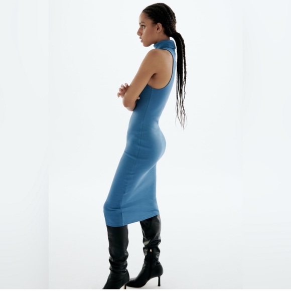 🆕 ZARA Ribbed Stretchy Dress High Neckline Style. NWT - Picture 9 of 10